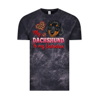 Cloud Black my dachshund is my valentine Vintage Tee - RanaPortraitStore