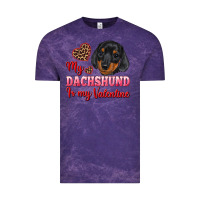 Cloud Purple my dachshund is my valentine Vintage Tee - RanaPortraitStore
