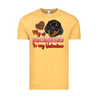 Vintage Mustard my dachshund is my valentine Vintage Tee - RanaPortraitStore