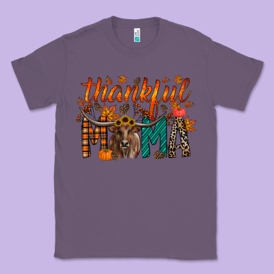 Thankful Mama Longhorn Classic Tee Designed By Racoondesign
