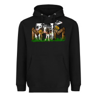 Black Western Holstein Cow And Baby Cow Mom Heavyweight Hoodie - LillyAllenDesigns