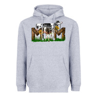 Heather Grey Western Holstein Cow And Baby Cow Mom Heavyweight Hoodie - LillyAllenDesigns
