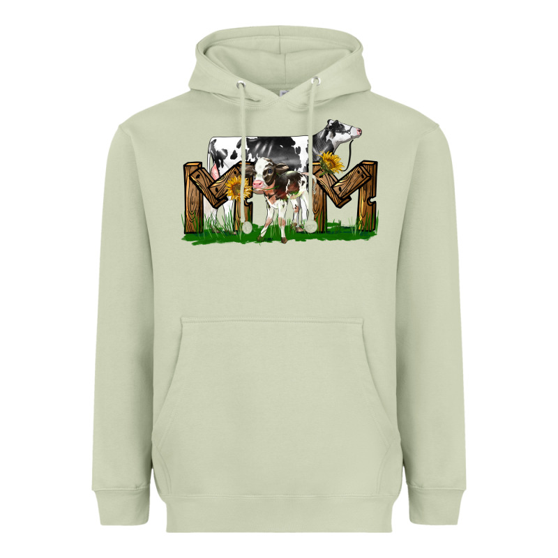 Western Holstein Cow And Baby Cow Mom Heavyweight Hoodie by LillyAllenDesigns | Teevron