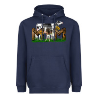 Navy Western Holstein Cow And Baby Cow Mom Heavyweight Hoodie - LillyAllenDesigns