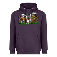 Plum Western Holstein Cow And Baby Cow Mom Heavyweight Hoodie - LillyAllenDesigns