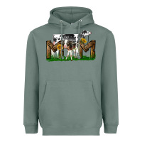 Sage Western Holstein Cow And Baby Cow Mom Heavyweight Hoodie - LillyAllenDesigns