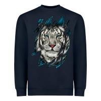 Navy White Tiger Scratch Mark Heavyweight Sweatshirt - RanaPortraitStore