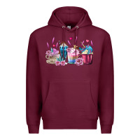 Burgundy Unicorn Coffee Cups Premium Hoodie - MaliasSmallBusiness