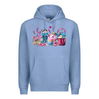 Colony Blue Unicorn Coffee Cups Premium Hoodie - MaliasSmallBusiness