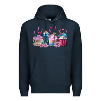 Navy Unicorn Coffee Cups Premium Hoodie - MaliasSmallBusiness
