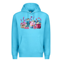 Ocean Blue Unicorn Coffee Cups Premium Hoodie - MaliasSmallBusiness