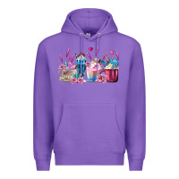 Purple Unicorn Coffee Cups Premium Hoodie - MaliasSmallBusiness