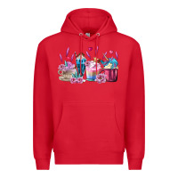 Red Unicorn Coffee Cups Premium Hoodie - MaliasSmallBusiness