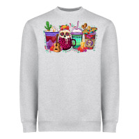 Heather Grey dia de los muertos coffee cups Heavyweight Sweatshirt - texasbilliewilder