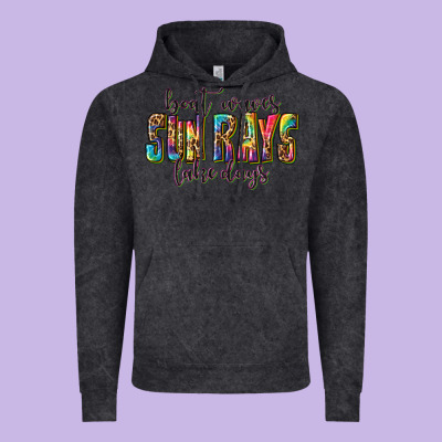 Vintage Hoodie boat waves sun rays lake days