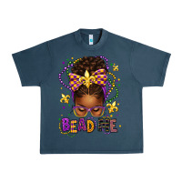 Bead Me Mardi Gras Afro Messy Bun Urban Heavy Tee | Teevron