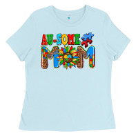 Baby Blue ausome autism mom Ladies Tee - AdoDesignShop