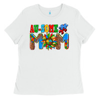 White ausome autism mom Ladies Tee - AdoDesignShop