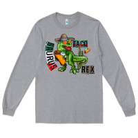Heather Grey taco saurus rex Long Sleeve Tee - CowhideDigitalArt