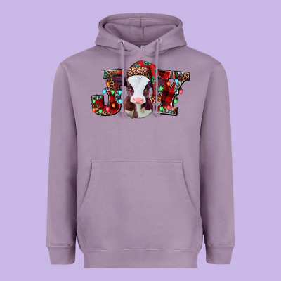 Joy Baby Cow Christmas Heavyweight Hoodie Designed By Jasminsmagicworld