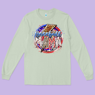 Baseball Mama Long Sleeve Tee Designed By Racoondesign