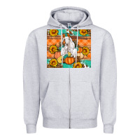 Heather Grey Goat family fall pumpkins gemstone Zipper Hoodie - Artiststas