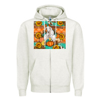 Oatmeal Heather Goat family fall pumpkins gemstone Zipper Hoodie - Artiststas