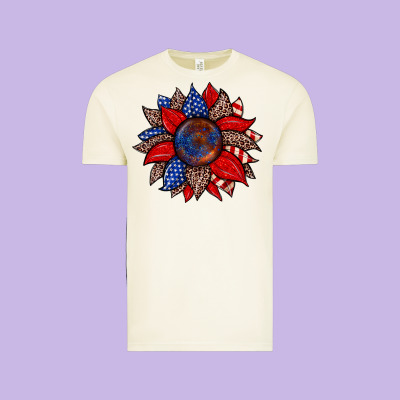 American Flag Leopard Sunflower Vintage Tee Designed By Zillion Design Studio