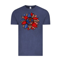 Vintage Denim American flag leopard sunflower Vintage Tee - Zillion Design Studio