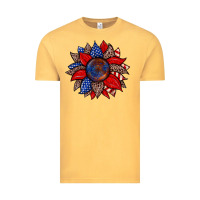 Vintage Mustard American flag leopard sunflower Vintage Tee - Zillion Design Studio
