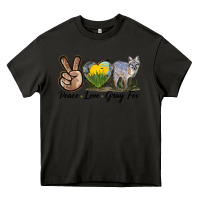 Asphalt Peace Love Gray Fox Heavy Core Tee - LillyAllenDesigns