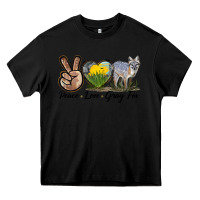 Black Peace Love Gray Fox Heavy Core Tee - LillyAllenDesigns