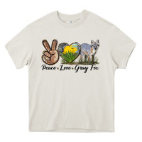 Cream Peace Love Gray Fox Heavy Core Tee - LillyAllenDesigns