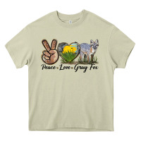 Mossy Peace Love Gray Fox Heavy Core Tee - LillyAllenDesigns
