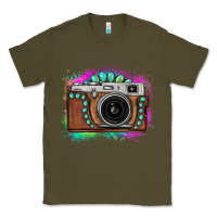 Army Green tie dye gemstone vintage camera Classic Tee - FaDigitalArtStudio