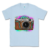 Dusty Blue tie dye gemstone vintage camera Classic Tee - FaDigitalArtStudio