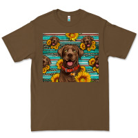 Cacao Chocolate Labrador with sunflowers western Premium Tee - Artiststas