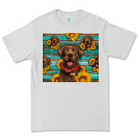 Dove Grey Chocolate Labrador with sunflowers western Premium Tee - Artiststas