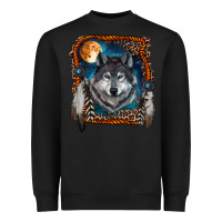Black Wolf And Feathers Heavyweight Sweatshirt - RanaPortraitStore