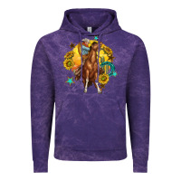 Cloud Purple bucking horse with cowboy and sunflower Vintage Hoodie - texasbilliewilder