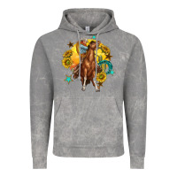 Cloud Rock bucking horse with cowboy and sunflower Vintage Hoodie - texasbilliewilder