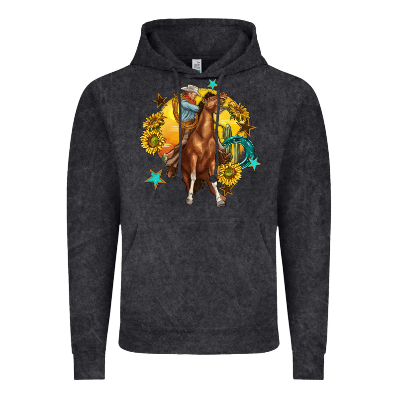 Bucking Horse With Cowboy And Sunflower Vintage Hoodie by texasbilliewilder | Teevron