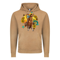 Vintage Camel bucking horse with cowboy and sunflower Vintage Hoodie - texasbilliewilder