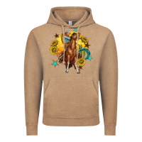 Vintage Coffee bucking horse with cowboy and sunflower Vintage Hoodie - texasbilliewilder