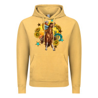 Vintage Mustard bucking horse with cowboy and sunflower Vintage Hoodie - texasbilliewilder