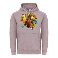 Vintage Zinc bucking horse with cowboy and sunflower Vintage Hoodie - texasbilliewilder