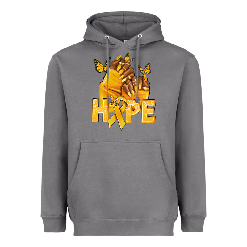 Hope Yellowribbonchildhood Cancer Nails Heavyweight Hoodie by NancyCooperArtShop | Teevron
