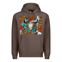 Coffee Western with bull skull Premium Hoodie - NancyCooperArtShop