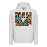 Dove Grey Western with bull skull Premium Hoodie - NancyCooperArtShop