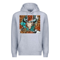 Heather Grey Western with bull skull Premium Hoodie - NancyCooperArtShop